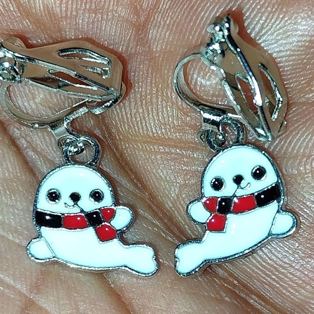 Super Cute White Kid's Fashion Clip-on Earrings